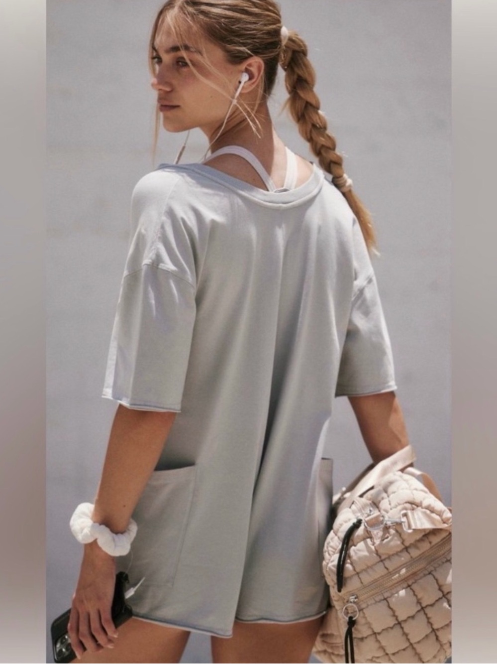Free People FP Movement Hot Shot Tee Romper in Beach Fog XS - Picture 4 of 8